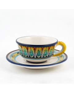 Vario F1 Italian tea cup and saucer handmade by Fima in Deruta