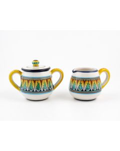 Vario F1 Italian creamer & sugar set handmade by Fima in Deruta