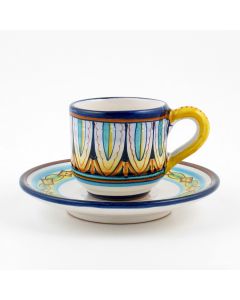 Vario F2 Italian espresso cup and saucer handmade by Fima in Deruta