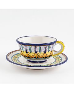 Vario F2 Italian tea cup and saucer handmade by Fima in Deruta