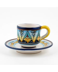 Vario F3 Italian espresso cup and saucer handmade by Fima in Deruta