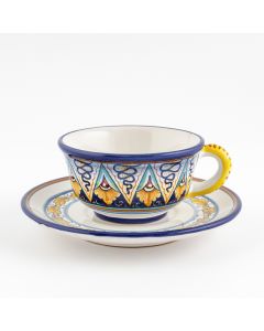 Vario F3 Italian tea cup and saucer handmade by Fima in Deruta