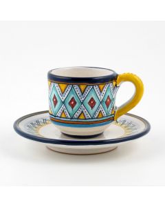 Vario F4 Italian espresso cup and saucer handmade by Fima in Deruta