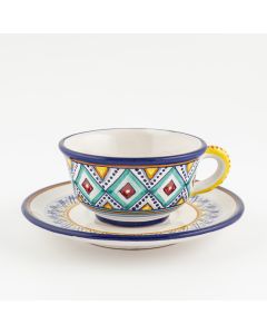 Vario F4 Italian tea cup and saucer handmade by Fima in Deruta