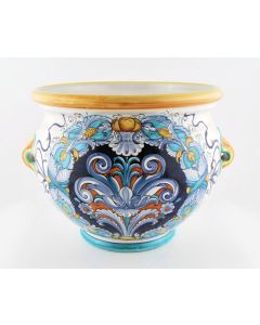 Italian planter Antique Leaf handmade by Francesca Niccacci in Deruta