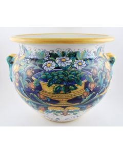 Italian planter Flower Basket 3 handmade by Francesca Niccacci in Deruta