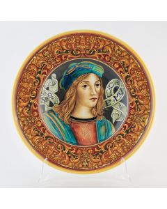 Italian wall plate Spes Mea handmade by Francesca Niccacci in Deruta