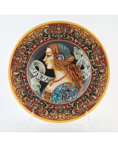 Italian wall plate Anima Mea handmade by Francesca Niccacci in Deruta