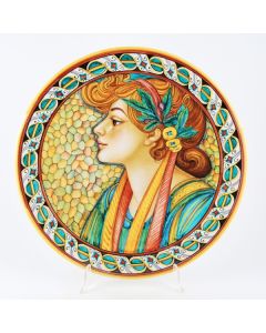 Italian wall plate Art Nouveau 1 handmade by Francesca Niccacci in Deruta