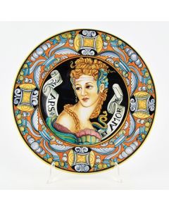 Italian wall plate Ars et Amor handmade by Francesca Niccacci in Deruta