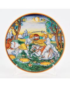 Italian wall plate Knights handmade by Francesca Niccacci in Deruta