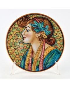 Italian wall plate Art Nouveau 2 handmade by Francesca Niccacci in Deruta