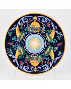 Italian Geometric wall plate handmade by Francesca Niccacci in Deruta
