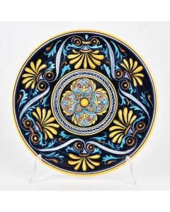 Italian Geometric wall plate handmade by Francesca Niccacci in Deruta