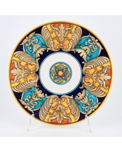 Italian Geometric wall plate handmade by Francesca Niccacci in Deruta