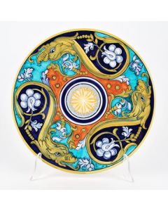 Italian Geometric wall plate handmade by Francesca Niccacci in Deruta