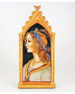 Italian wall hanging Young Lady handmade by Francesca Niccacci in Deruta