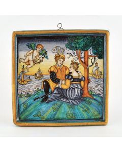 Italian wall hanging Lovers handmade by Francesca Niccacci in Deruta