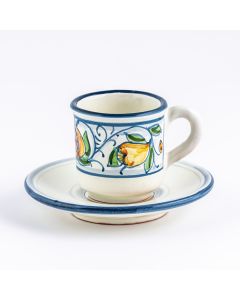 Italian espresso cup and saucer from the Venezia collection handmade by Ceramiche Rampini in Gubbio, Italy