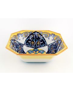 Italian octagonal serving bowl Ventaglio from the Ottagonali Collection handmade by Francesca Niccacci in Deruta
