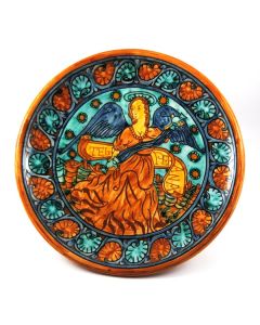 Italian wall plate handmade in Mantua using the traditional sgraffito method