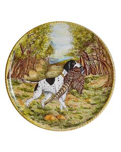 Italian wall plate The Hunting dog hand-painted by Ghenos in Messina